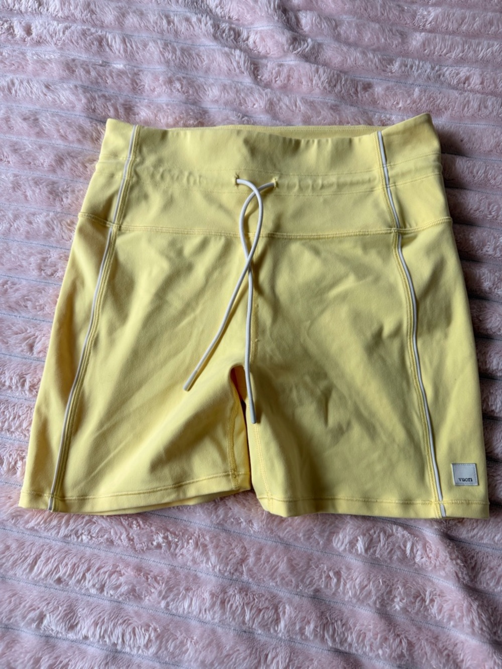 Vuori Yellow Drawstring Athletic Bike Shorts
